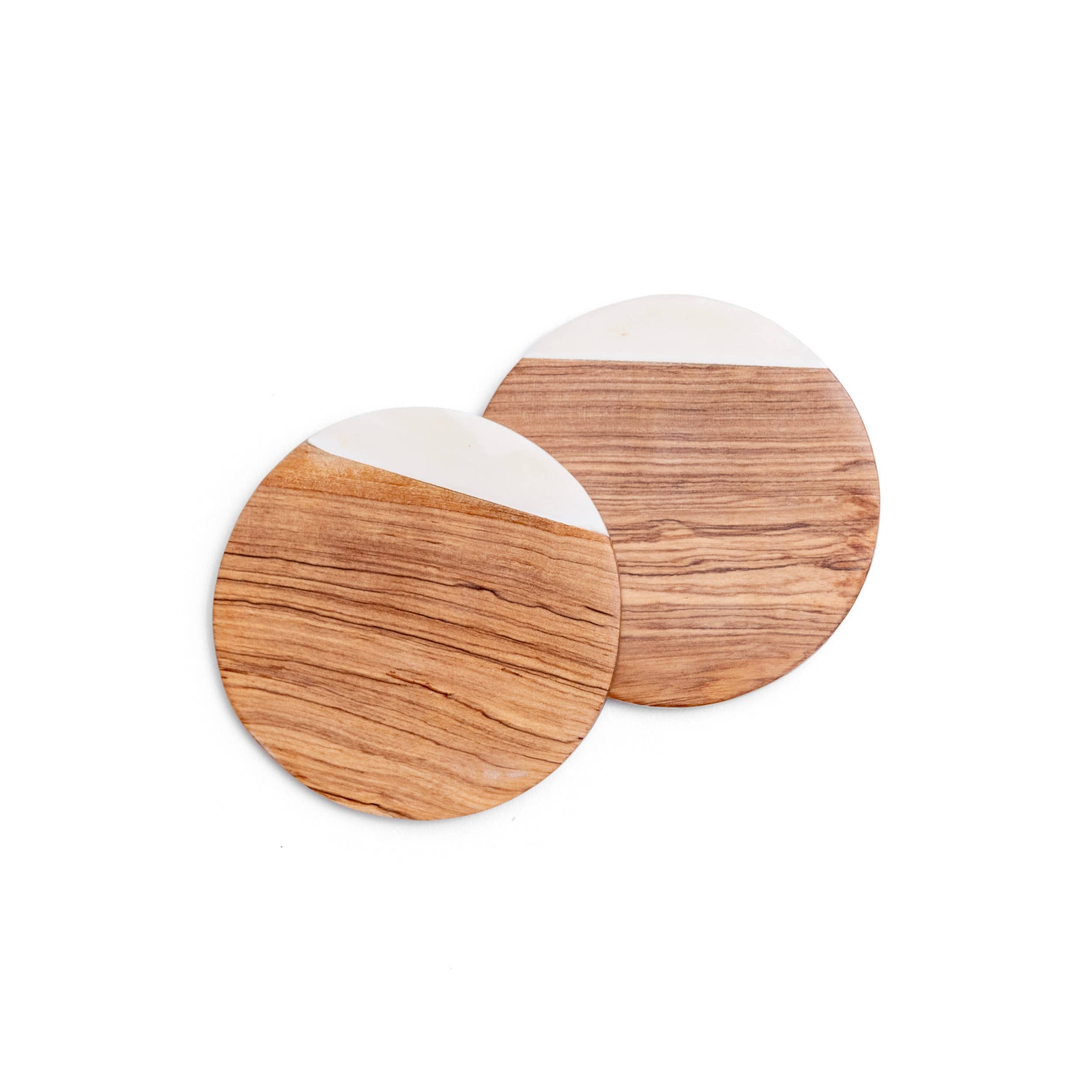 Hand-carved Olive Wood Coasters- Set of 2