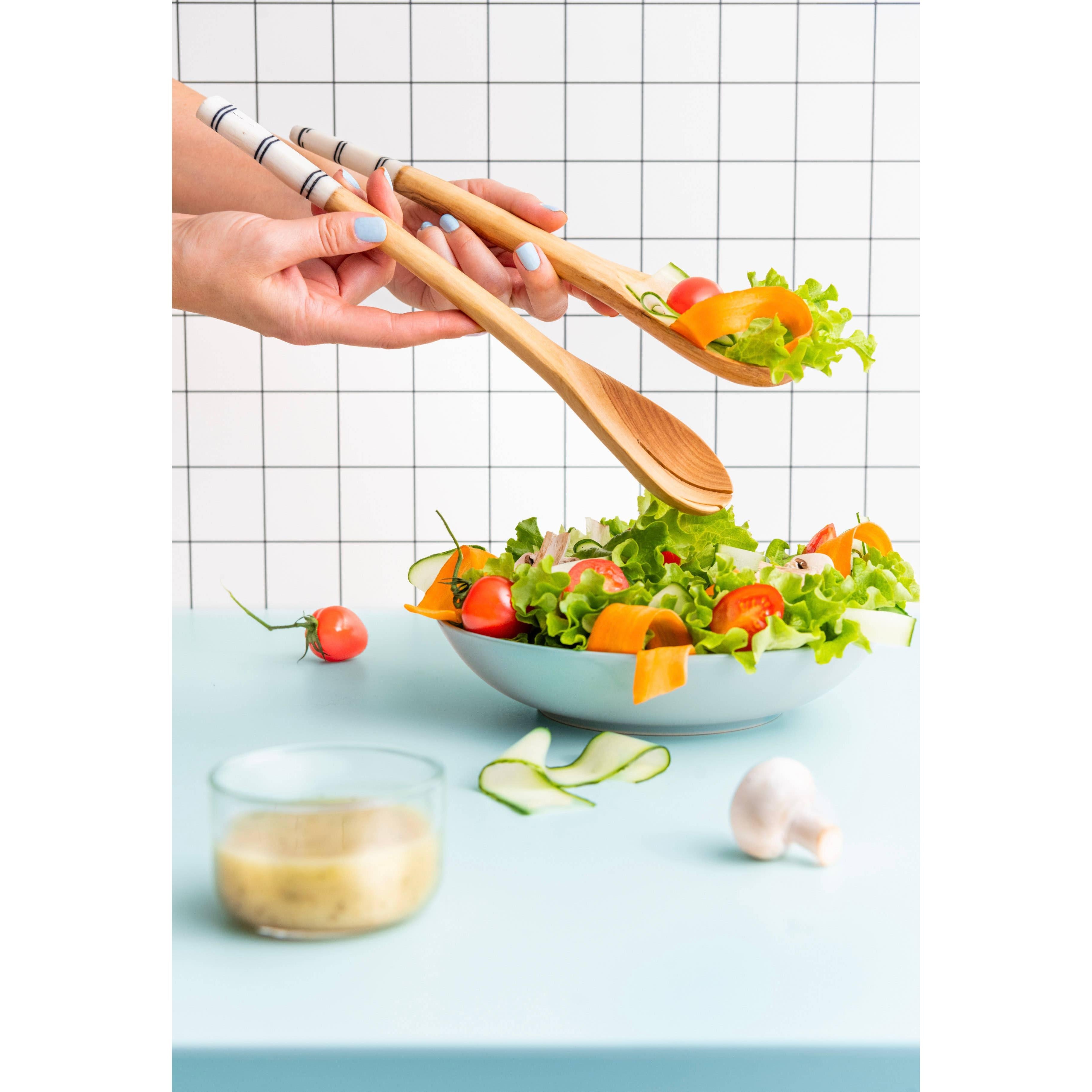 Hand-carved Salad Serving Spoons