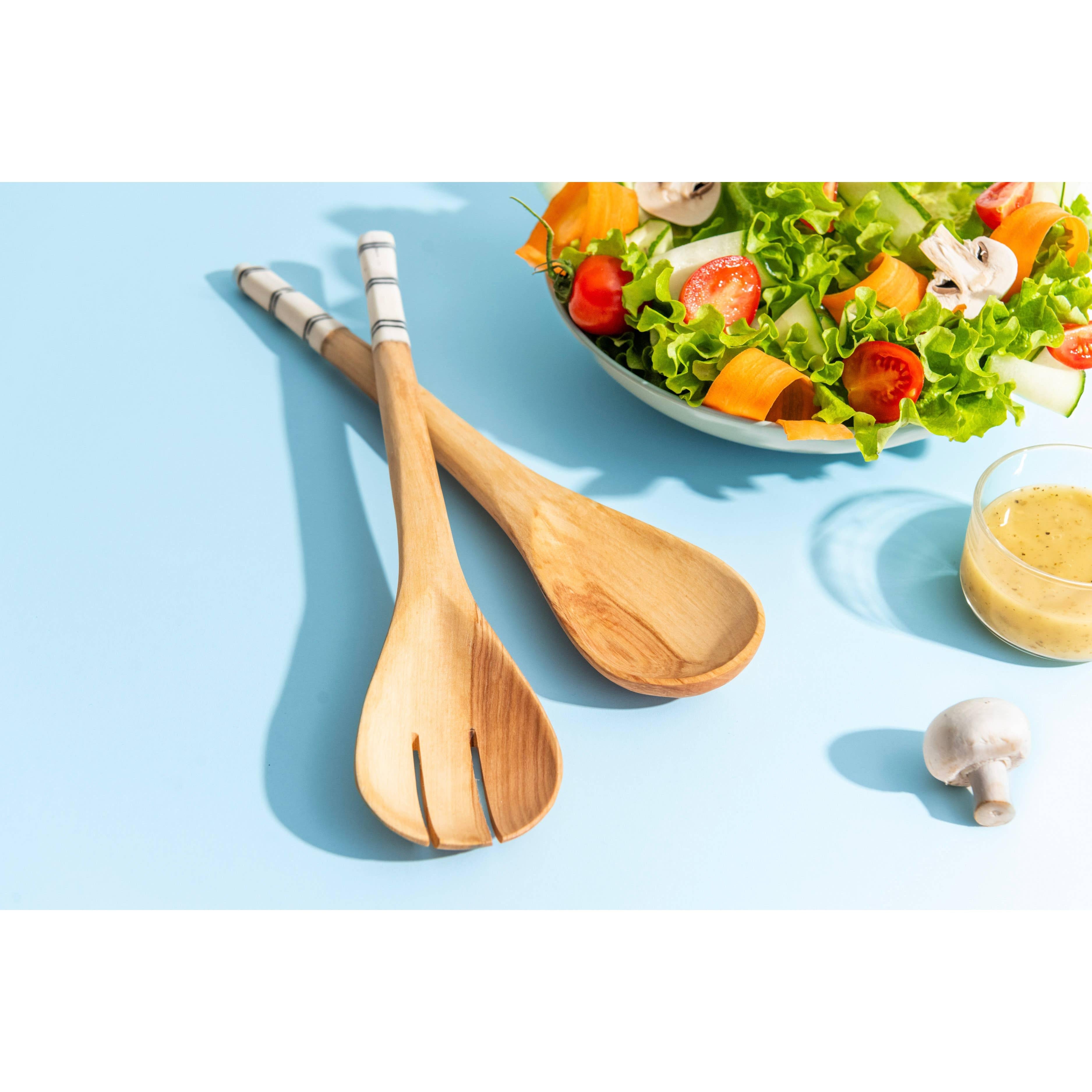 Hand-carved Salad Serving Spoons