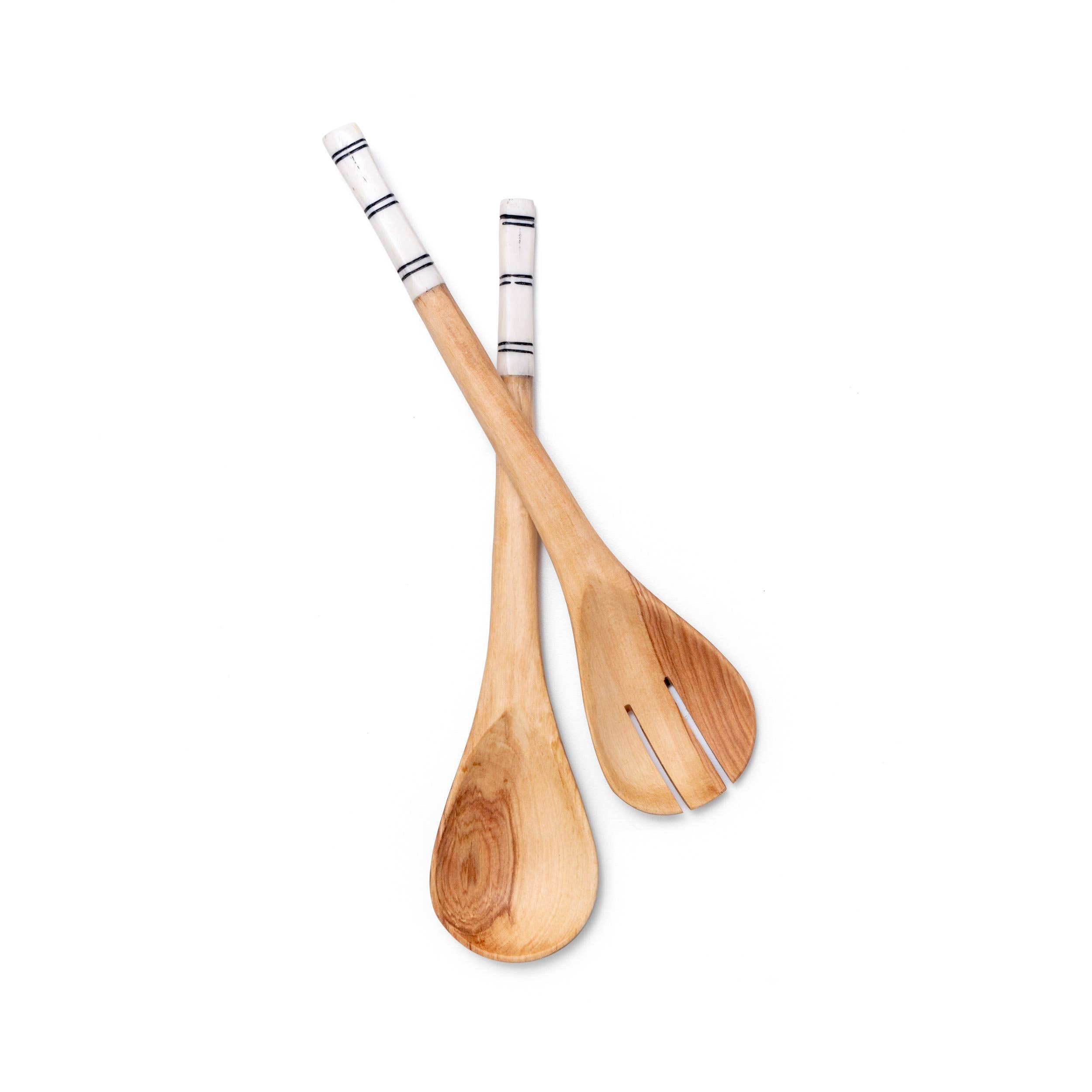 Hand-carved Salad Serving Spoons