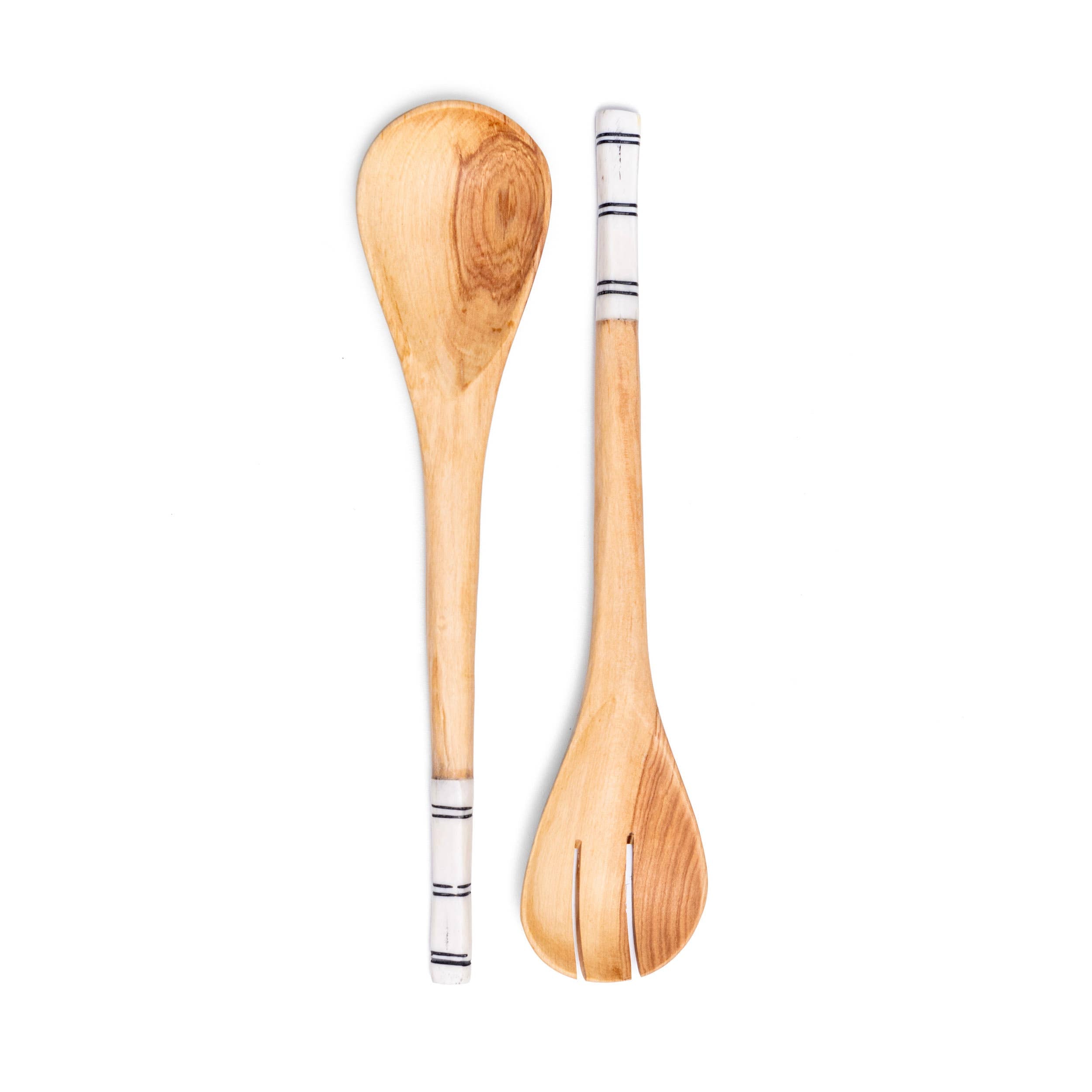 Hand-carved Salad Serving Spoons