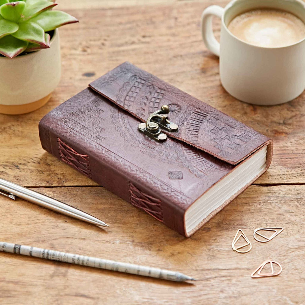 Handcrafted Medium Embossed Leather Journal