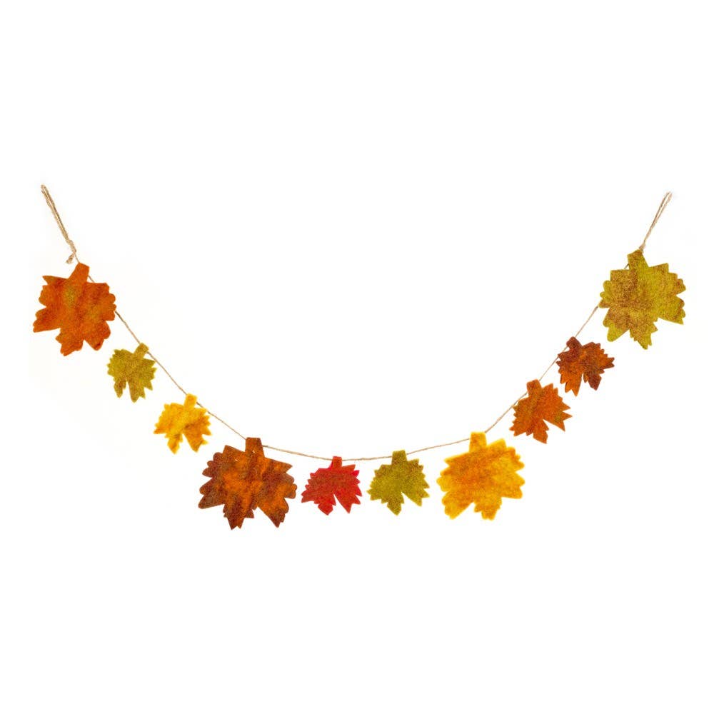 Handmade Biodegradable Felt Autumnal Leaves Garland Home