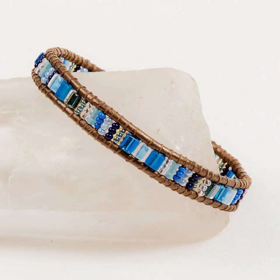 Handmade Bracelet Miyuke Bead and Leather - Assorted Colors
