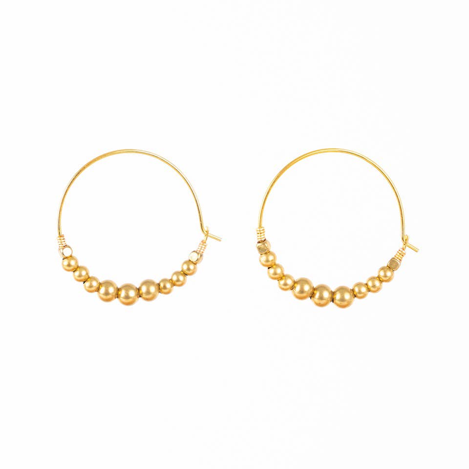 Handmade Brass Ball Hoop Earring