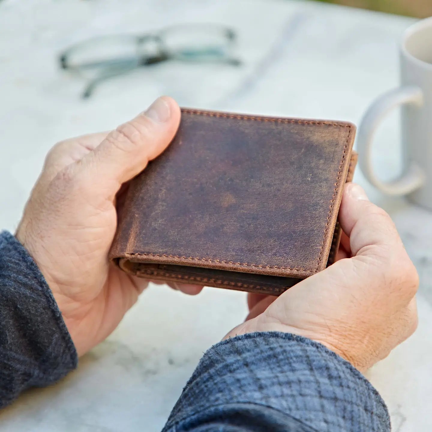 Handmade Buffalo Leather Wallet - Assorted Colors