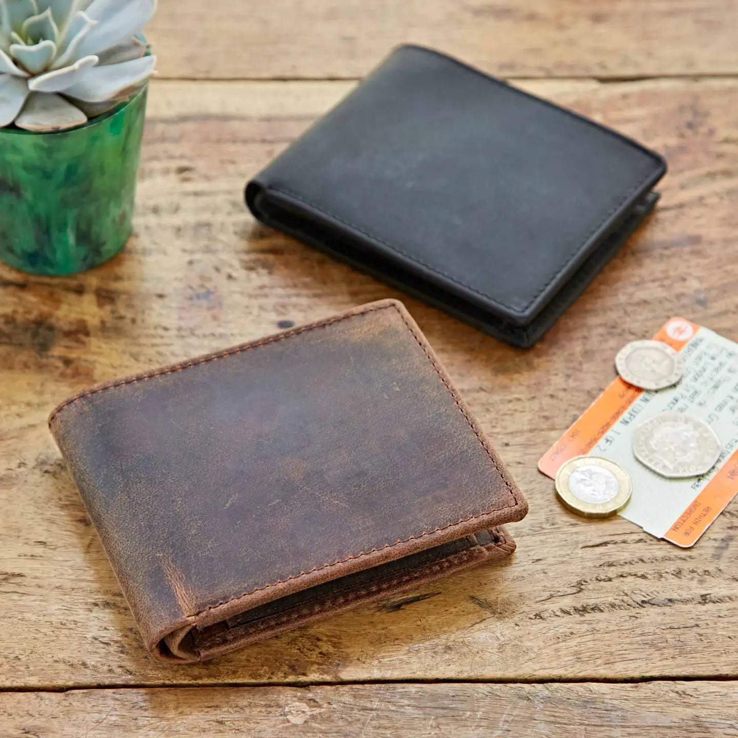Handmade Buffalo Leather Wallet - Assorted Colors- Sold Individually