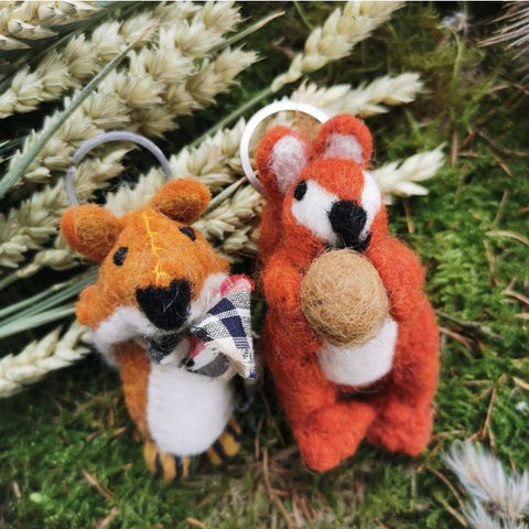 Handmade Fair trade Needle Felt Fox Keyring
