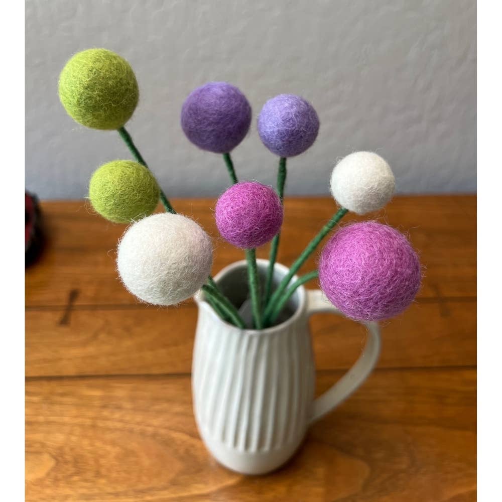 Handmade Felt Ball Flower- Assorted Colors- Assorted Sizes- Sold Individually