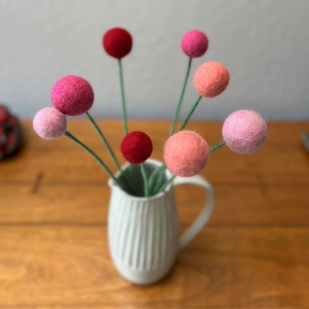 Handmade Felt Ball Flower- Assorted Colors- Assorted Sizes- Sold Individually