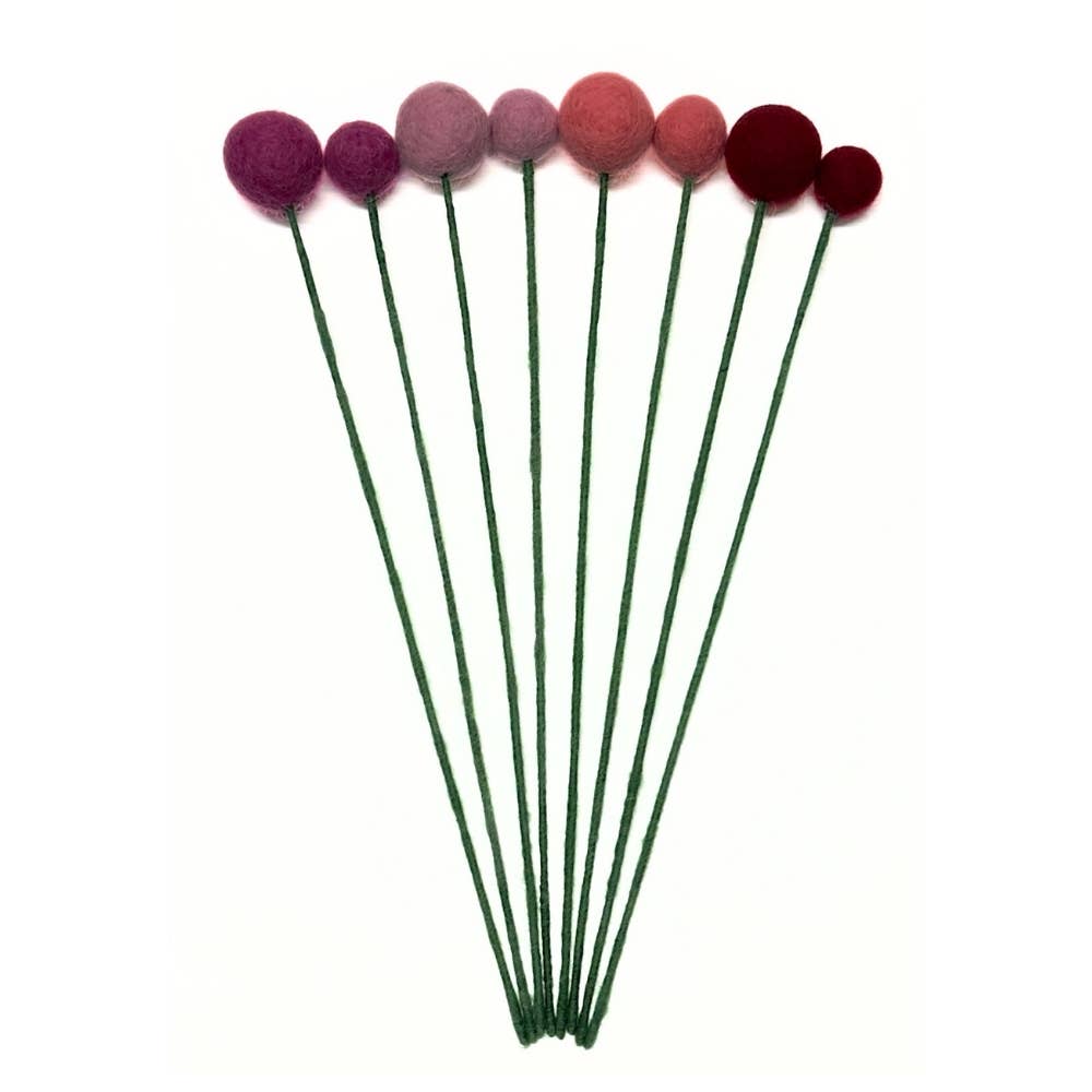 Handmade Felt Ball Flower- Assorted Colors- Assorted Sizes- Sold Individually