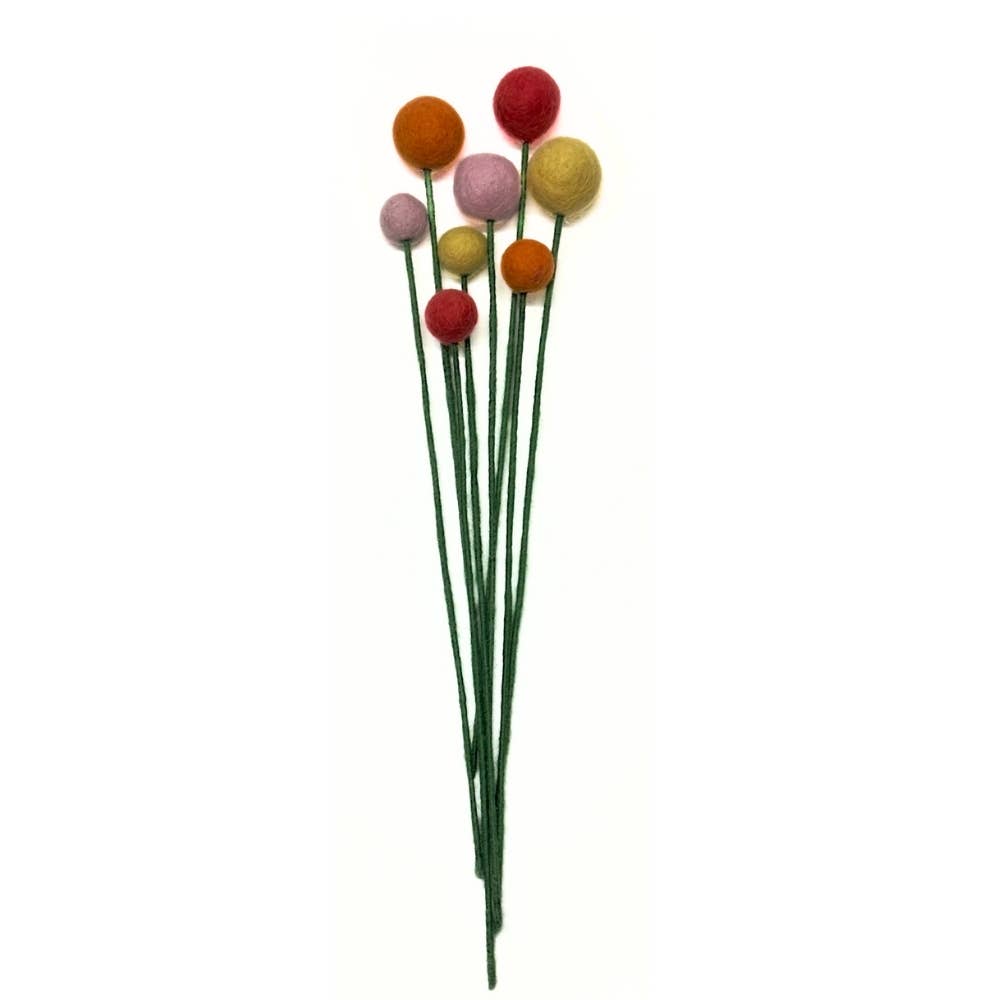 Handmade Felt Ball Flower- Assorted Colors- Assorted Sizes- Sold Individually