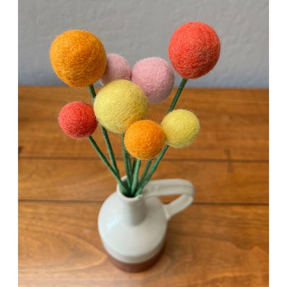 Handmade Felt Ball Flower- Assorted Colors- Assorted Sizes- Sold Individually