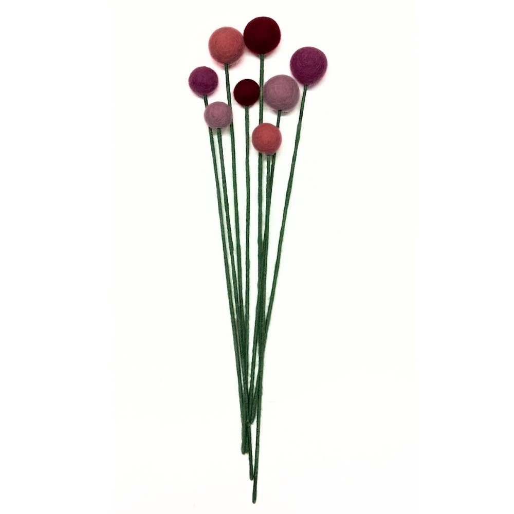 Handmade Felt Ball Flower- Assorted Colors- Assorted Sizes- Sold Individually