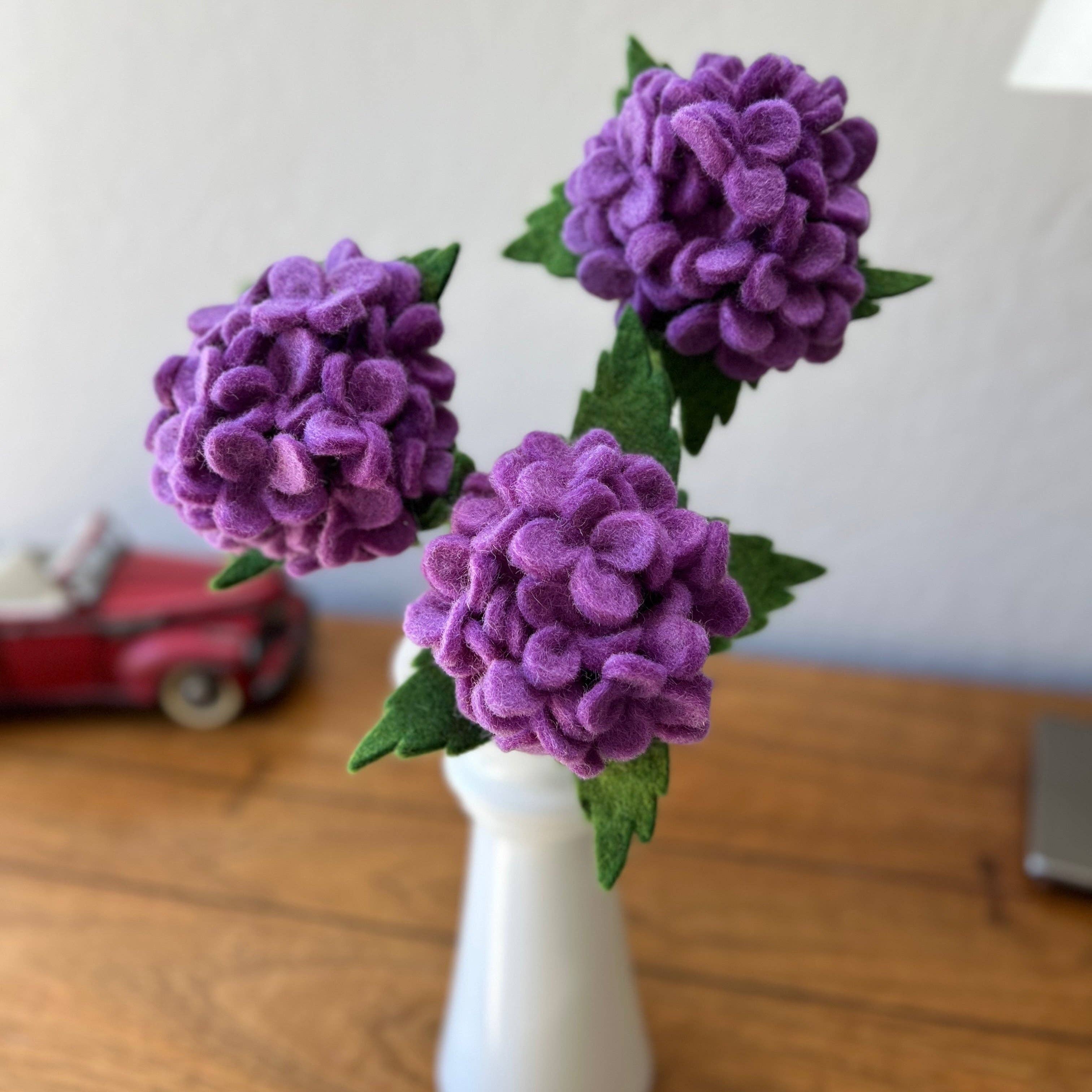 Handmade Felt Hydrangea- Assorted Colors- Sold Individually