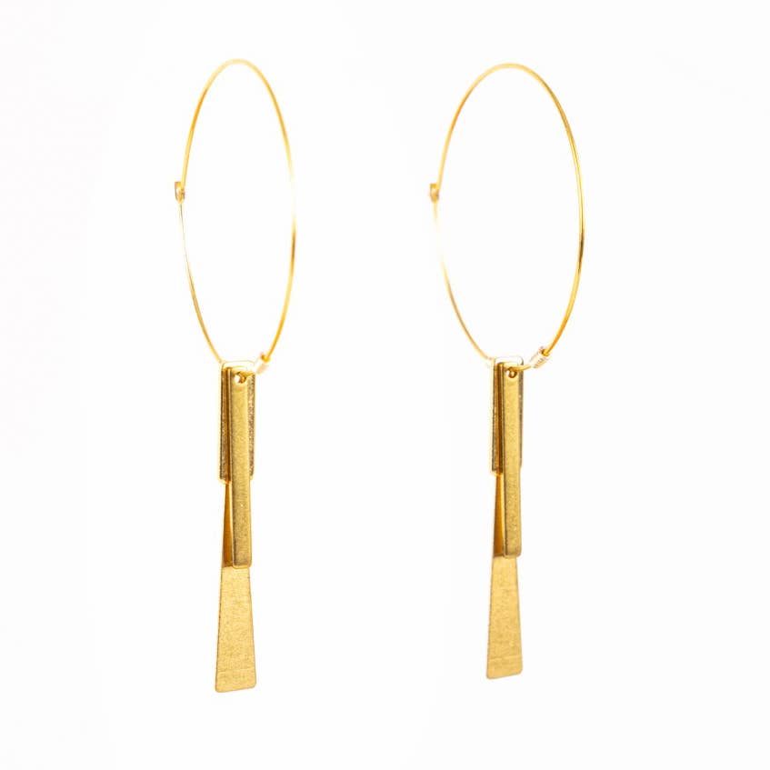 Handmade Swing Lines Hoop Earring