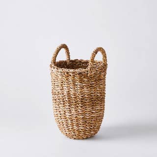 Handwoven Jute Storage Basket with Handles