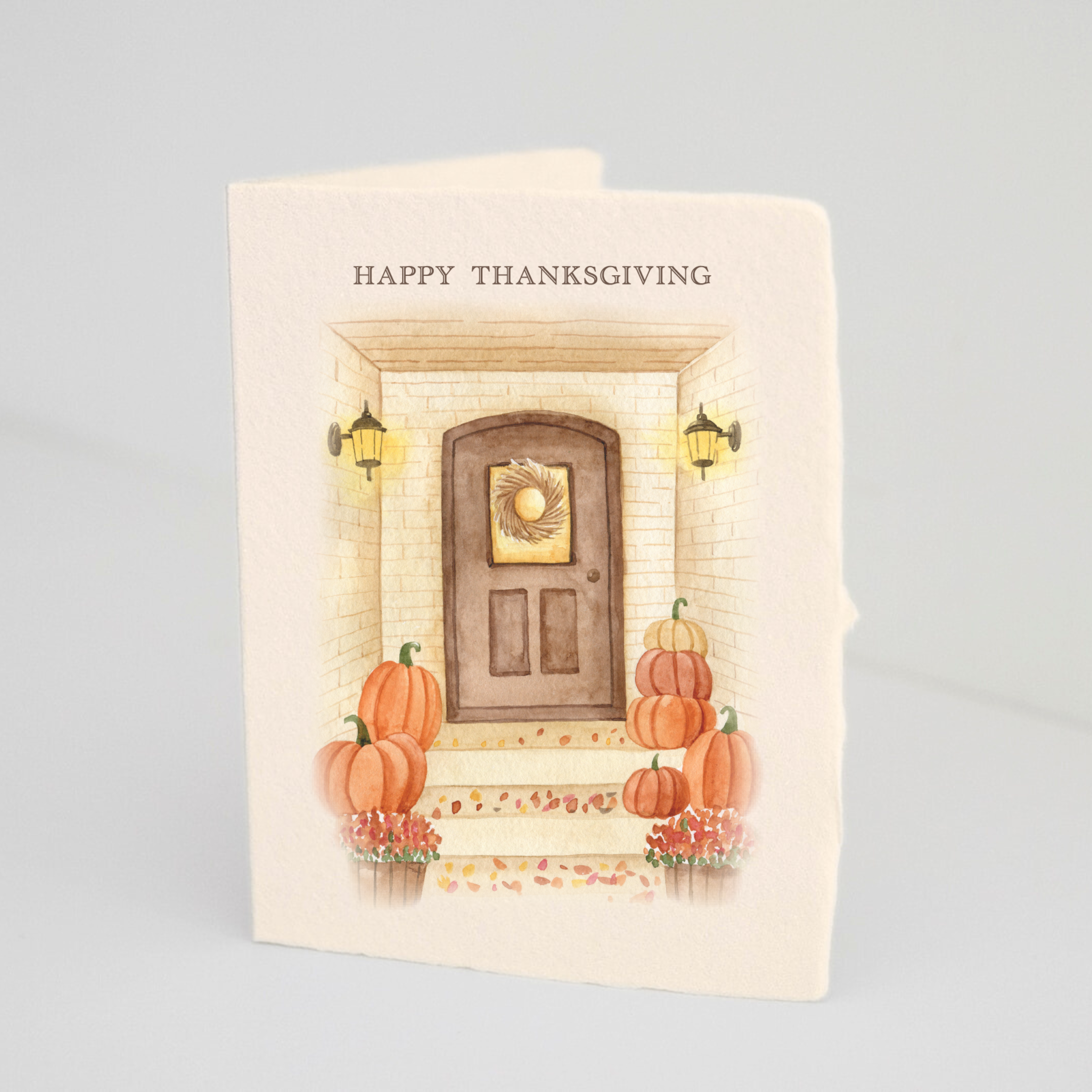 "Happy Thanksgiving" Pumpkin Porch Greeting Card