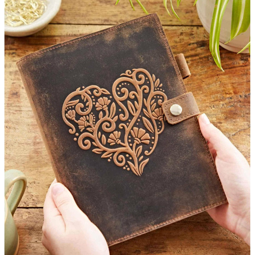 Heart Buffalo Leather Refillable Journal- Assorted Styles