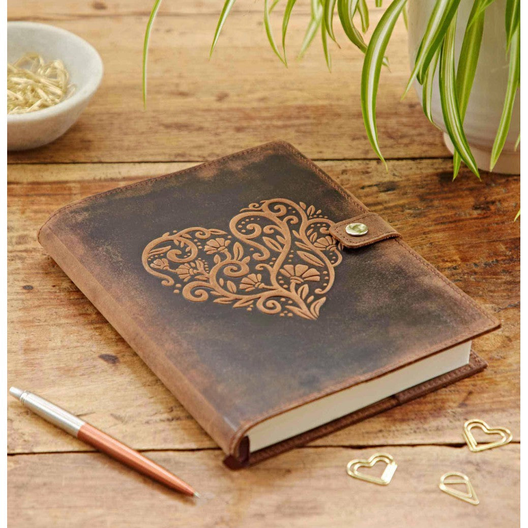 Heart Buffalo Leather Refillable Journal- Assorted Styles