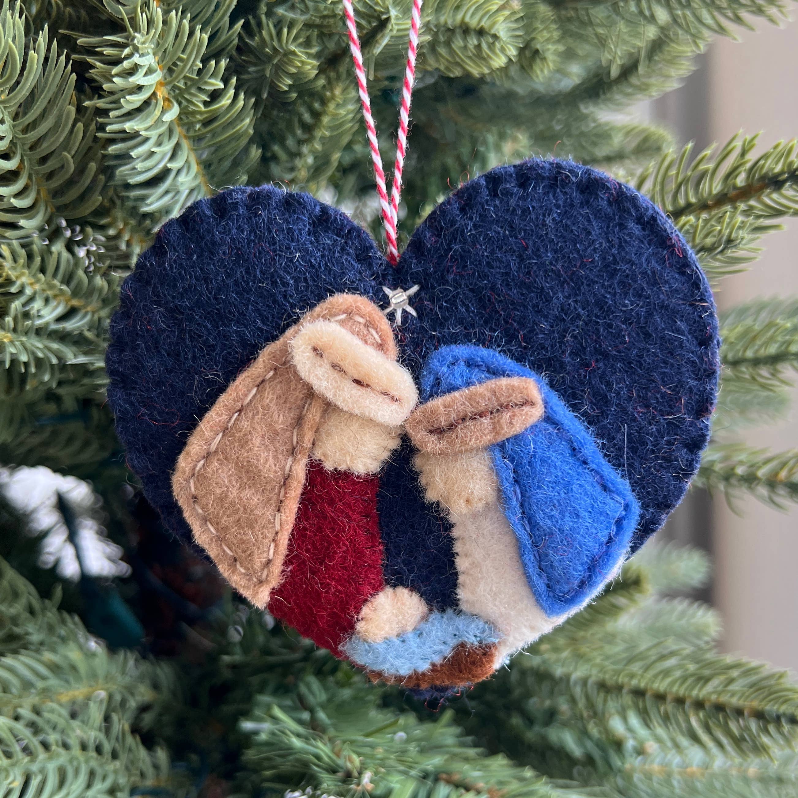 Heart Nativity Felt Wool Christmas Ornament  