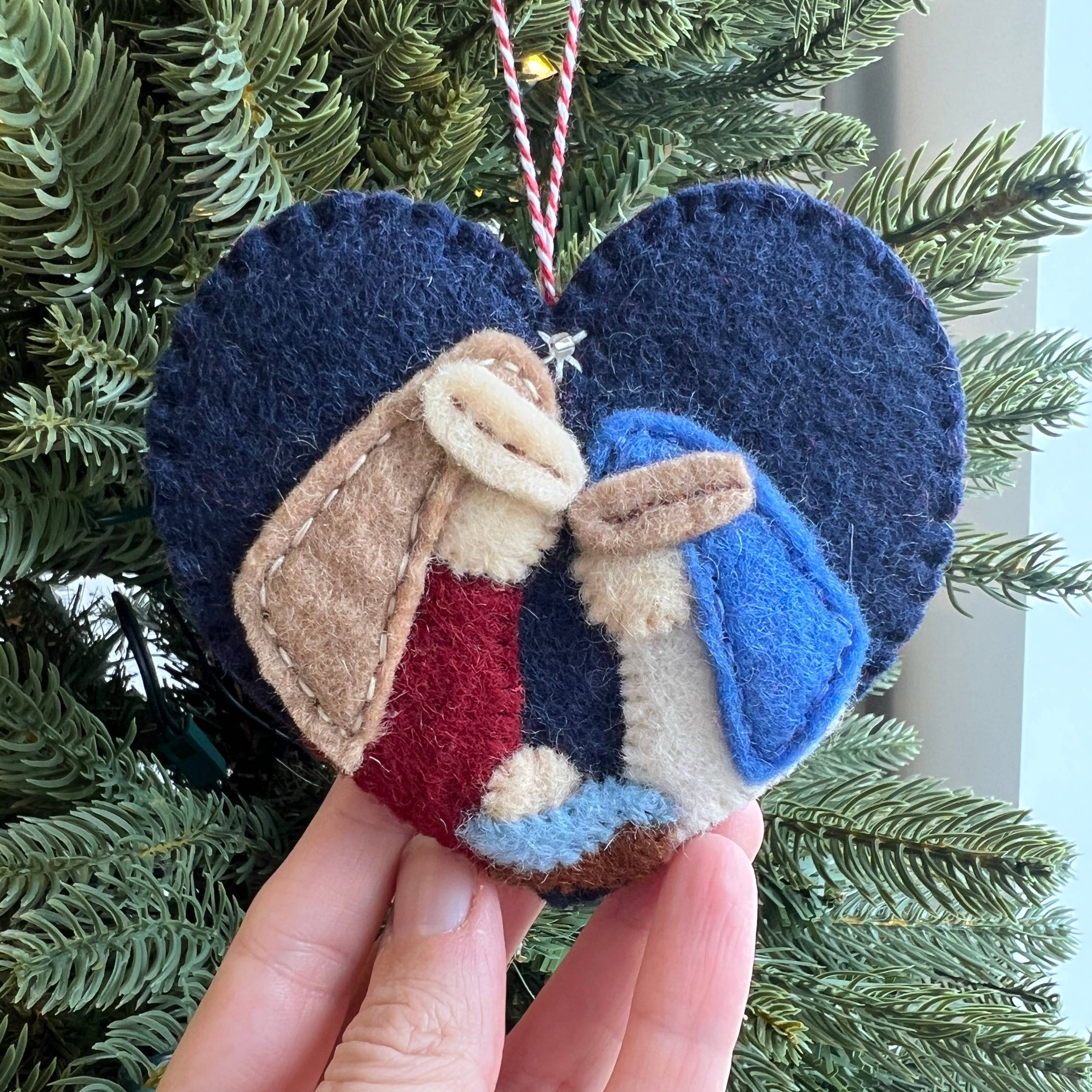 Heart Nativity Felt Wool Ornament 