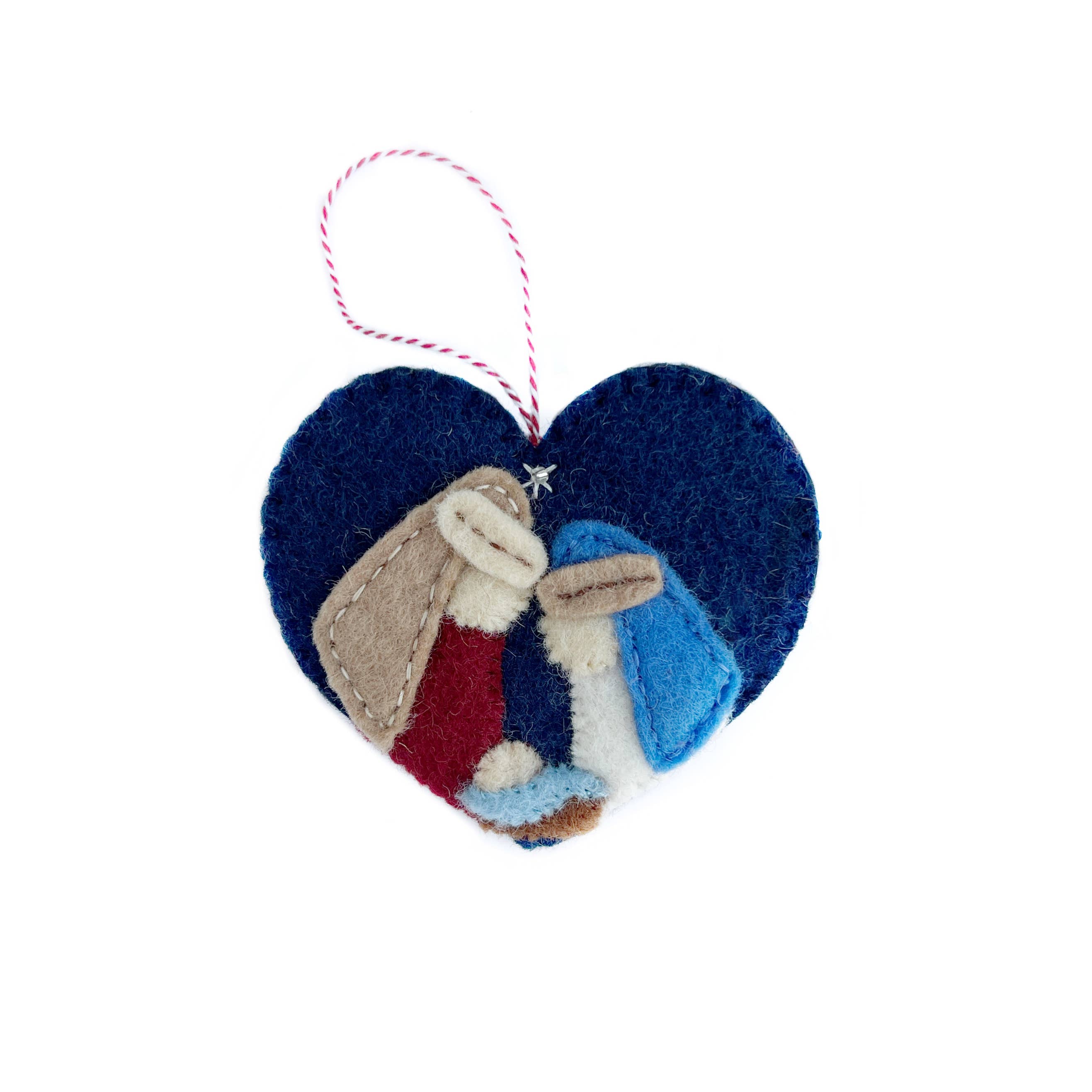 Heart Nativity Felt Wool Ornament 