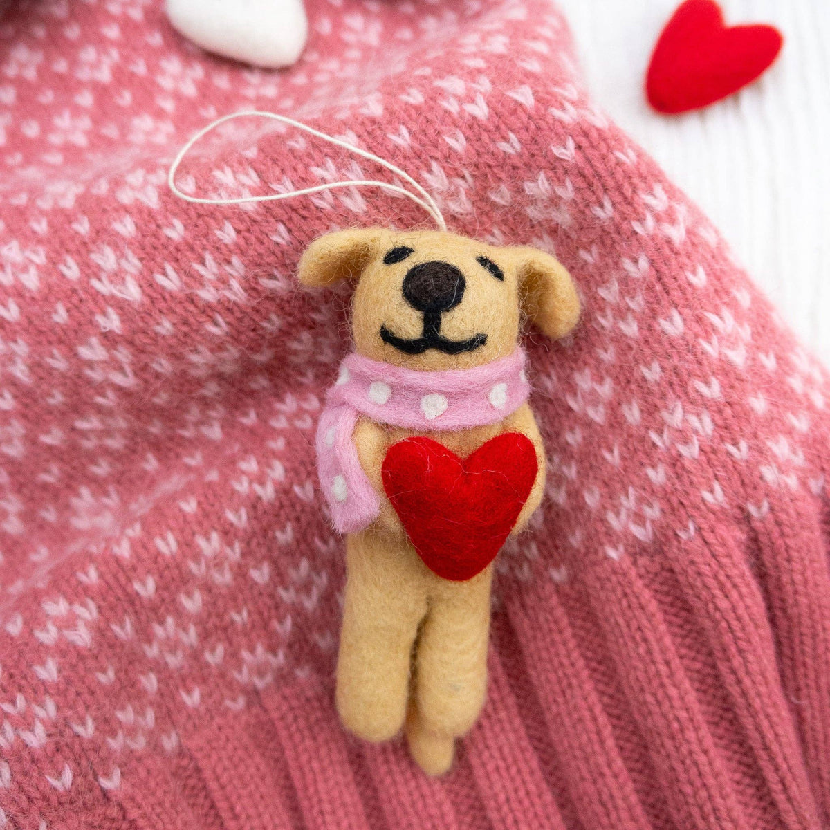 Heart Valentine's Dog Eco Ornament- Assorted Colors/Sold Individually