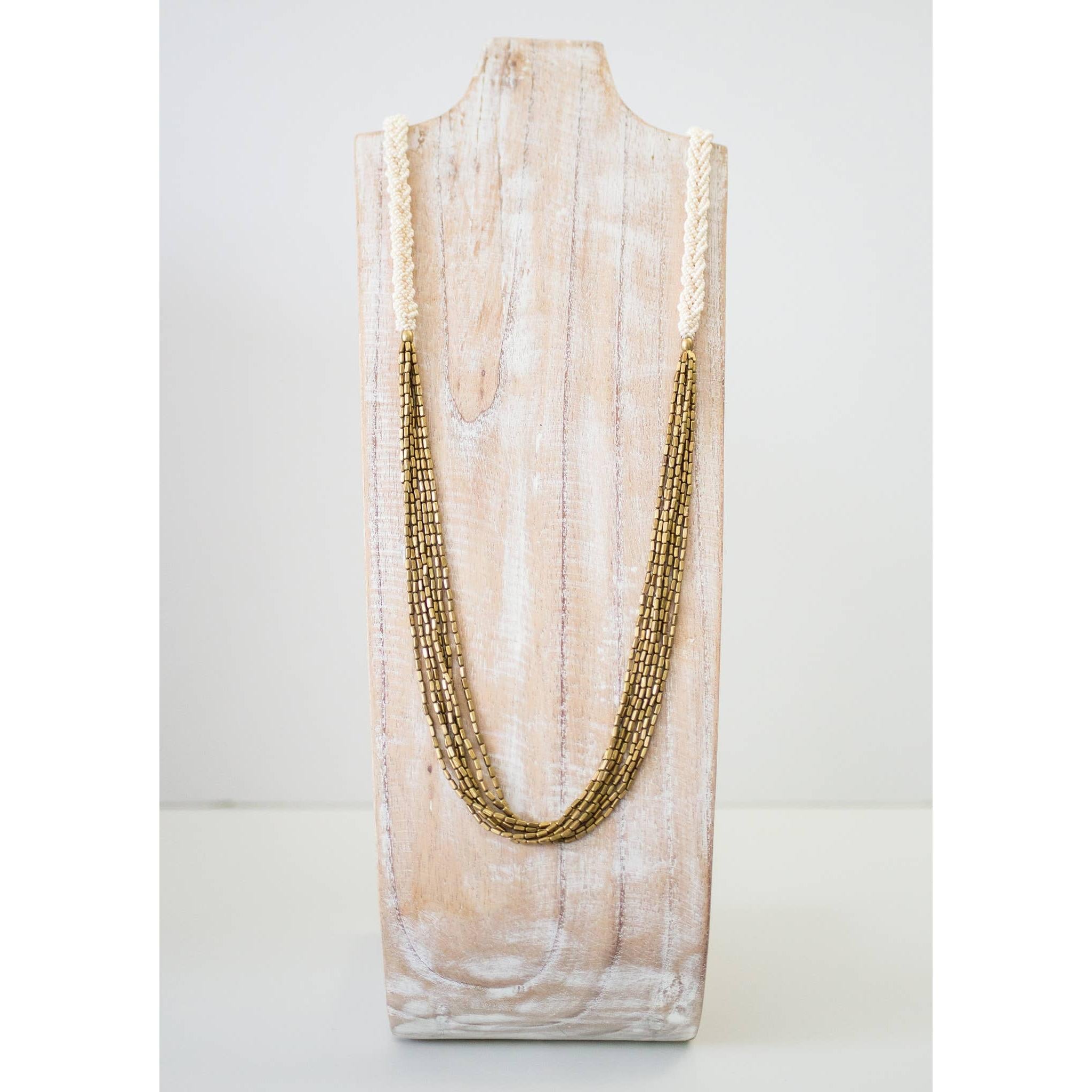 Hema Herringbone Necklace- Cream