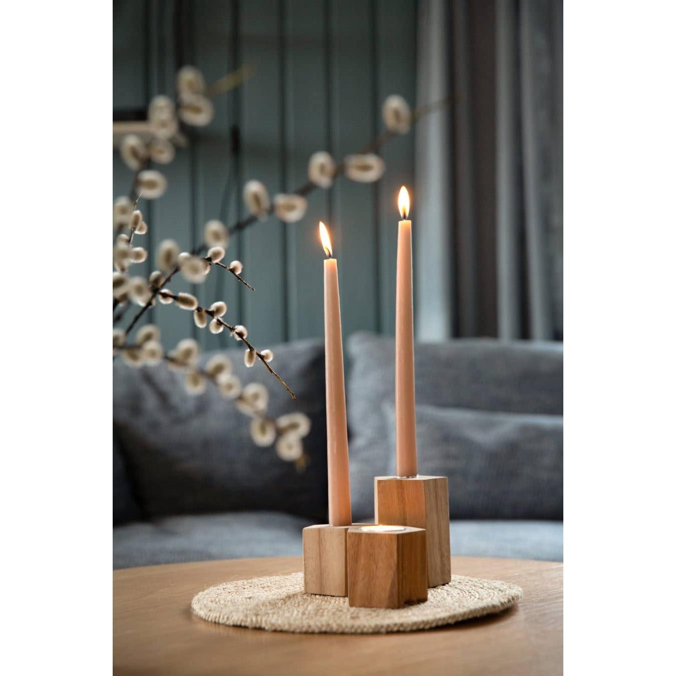 Hexagon Wooden Candle Holder -Assorted Sizes/Sold Individually