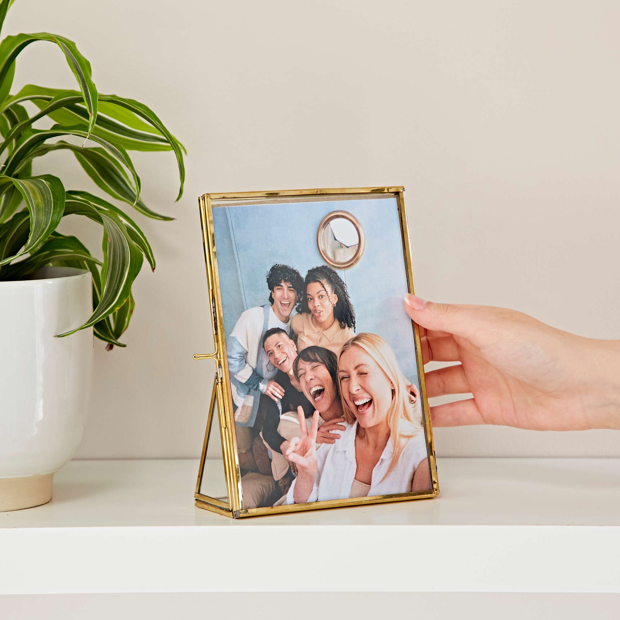Hiya Recycled Glass and Gold 5”x7” Metal Photo Frame