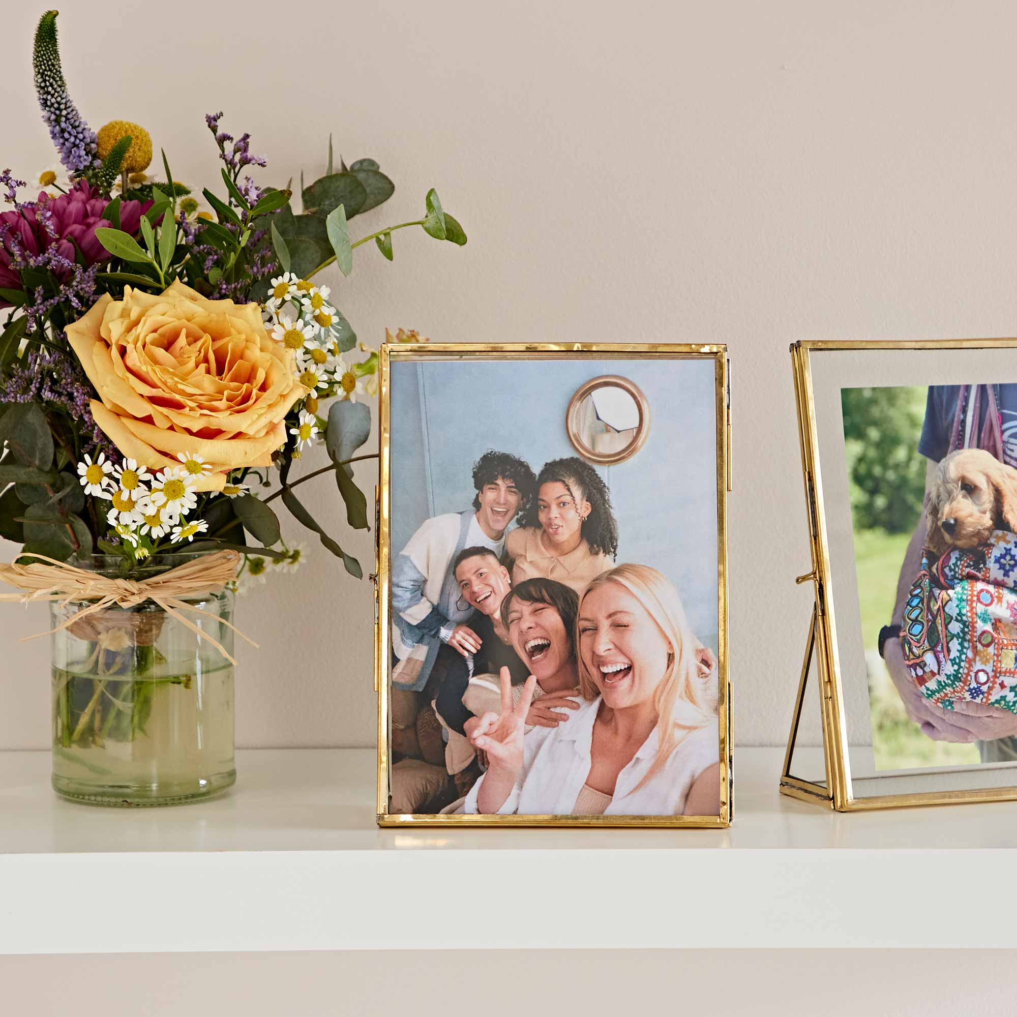 Hiya Recycled Glass and Gold 5”x7” Metal Photo Frame