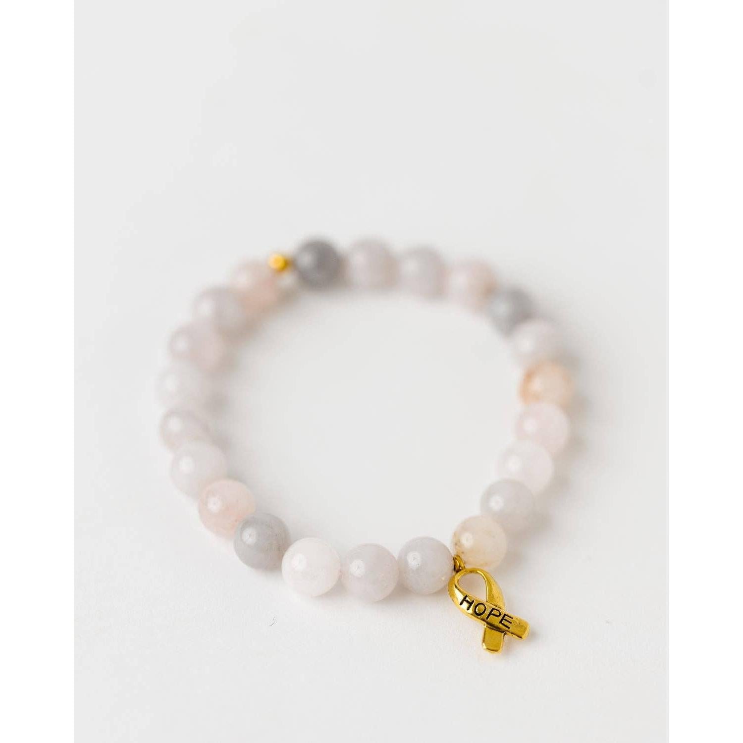 Hope Rose Quartz Beaded Bracelet- Assorted Charm Color