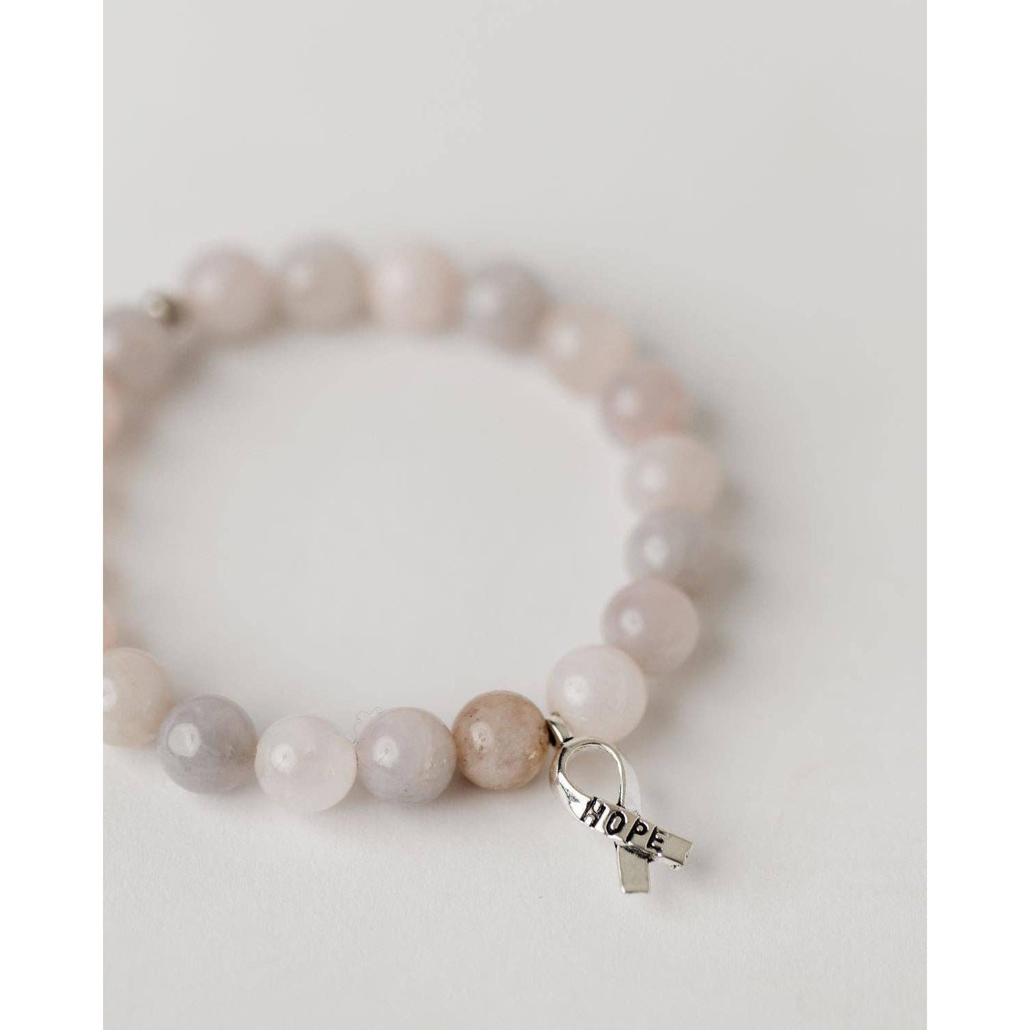 Hope Rose Quartz Beaded Bracelet- Assorted Charm Color