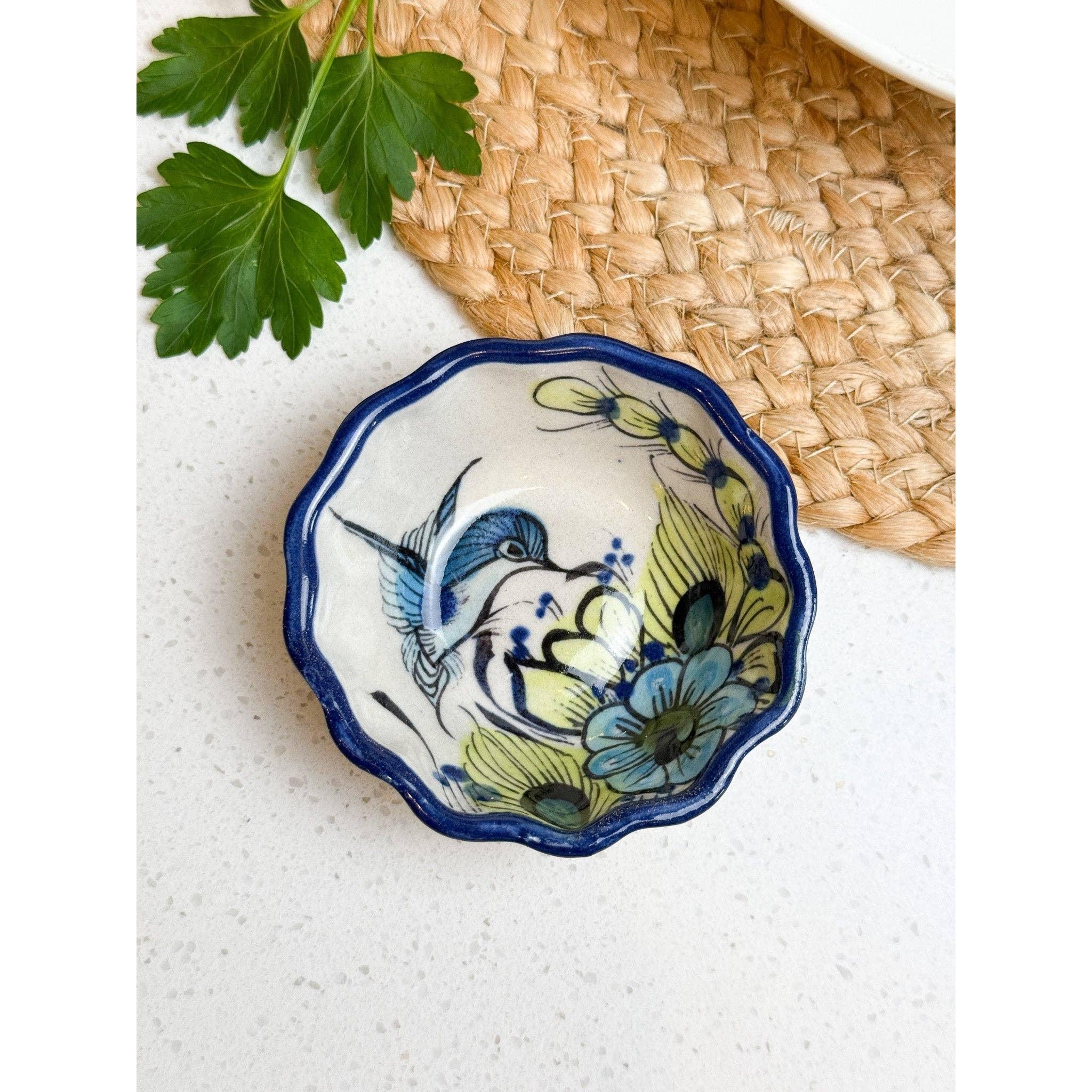 Hummingbird Ceramic Salt and Spices Pinch Bowl- Assorted Designs and Colors