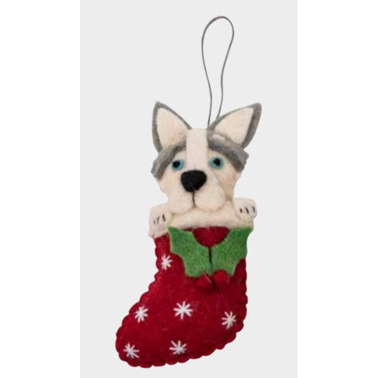 Husky in Stocking Ornament