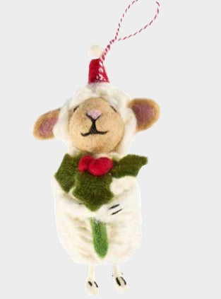 Sheep with Holly Ornament
