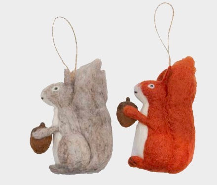 Needle Felted Squirrel Ornament- Assorted Colors- Sold Individually