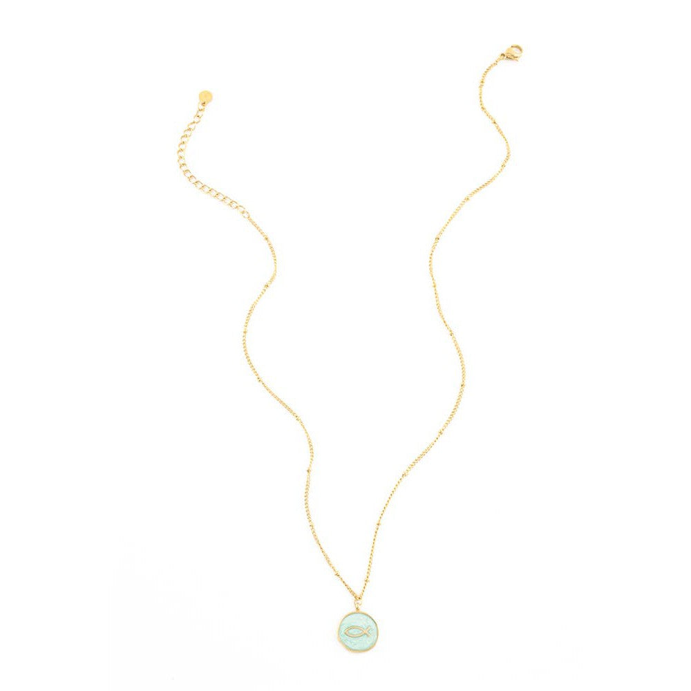 Ichthus Fish Necklace in Mint
