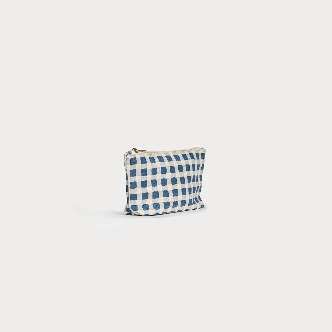 Indigo Gingham Waterproof Pouch- Assorted Sizes
