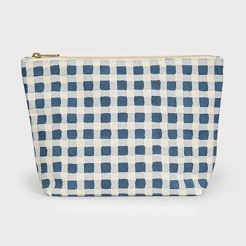 Indigo Gingham Waterproof Pouch- Assorted Sizes