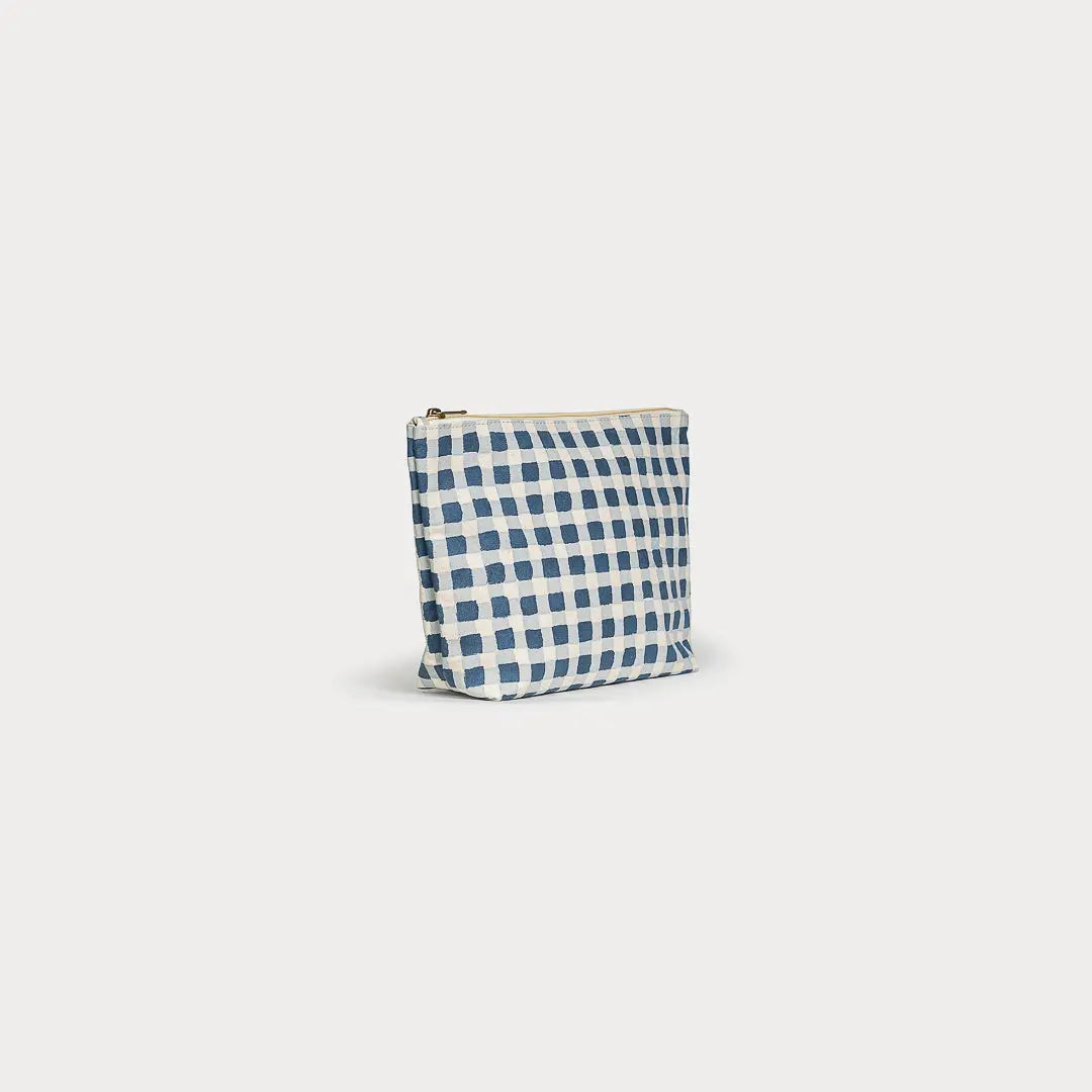 Indigo Gingham Waterproof Pouch- Assorted Sizes