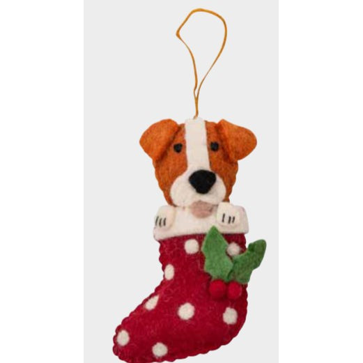 Jack Russell in Stocking Ornament