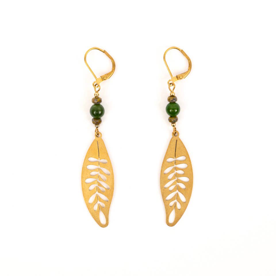 Jade Leaf Earrings