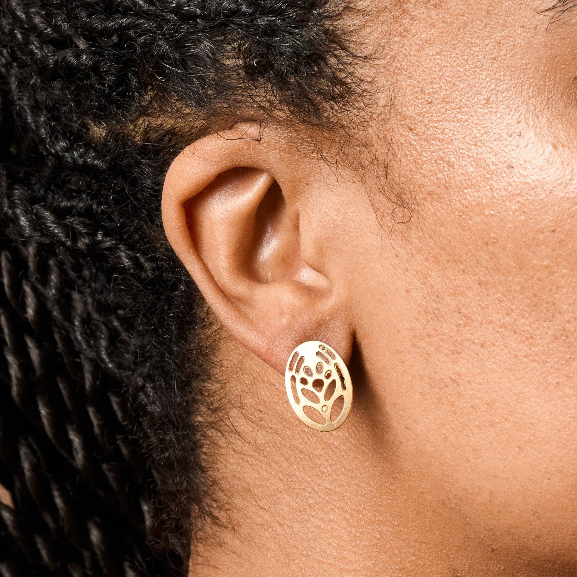 Jana Punched Brass Post Earrings