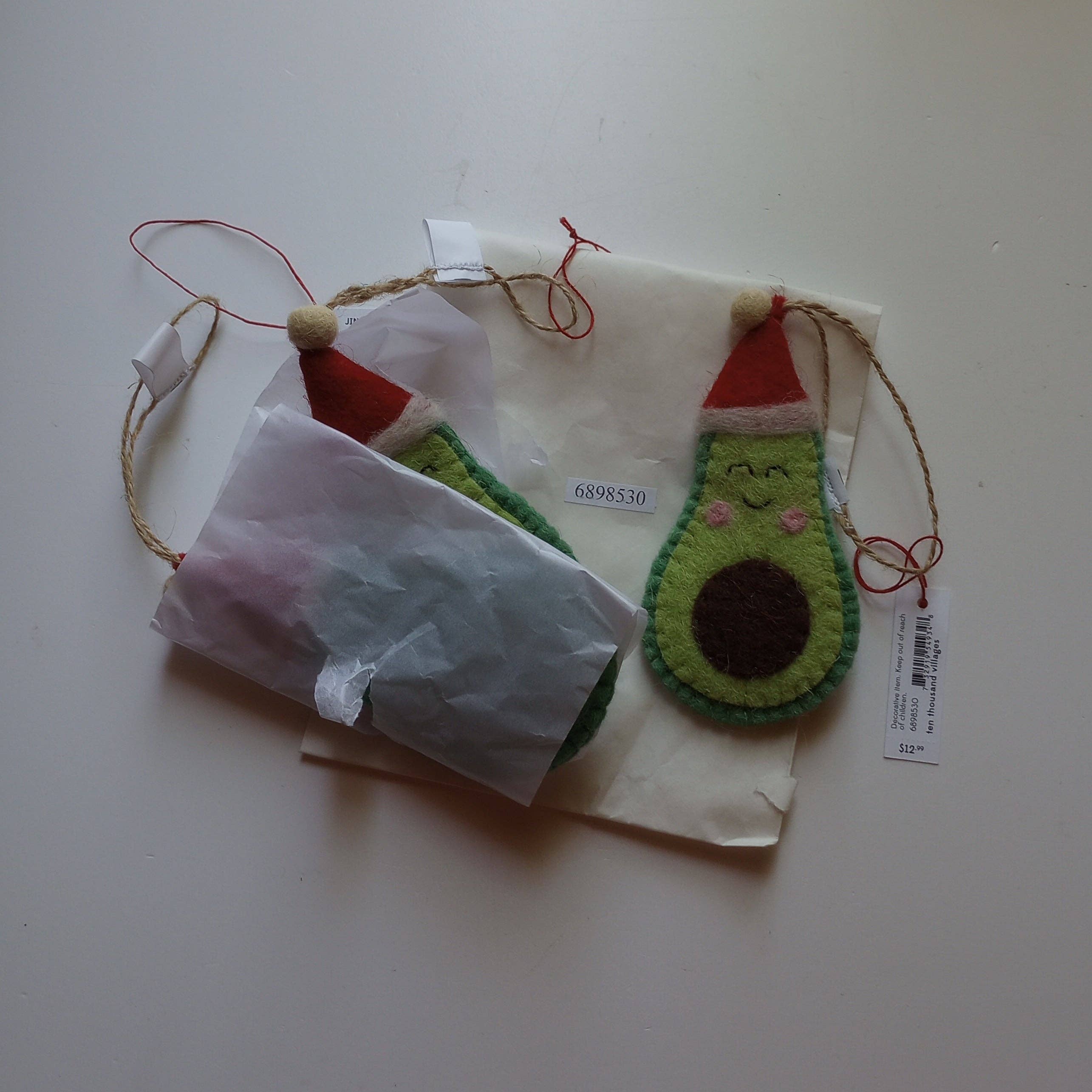 Jingle Bell Felt Avocado Ornament