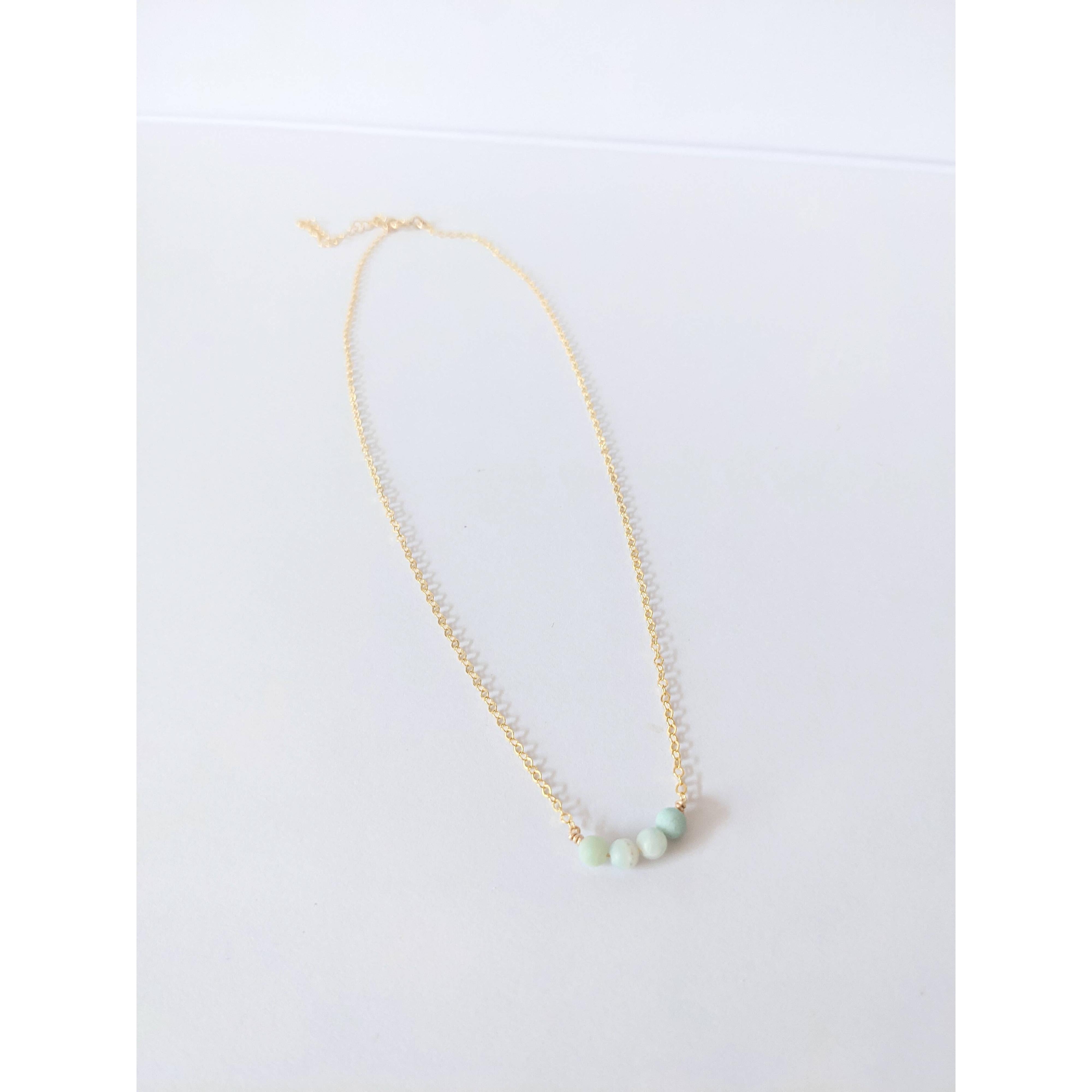 Jordan Amazonite Beaded Necklace- 14K Gold Filled
