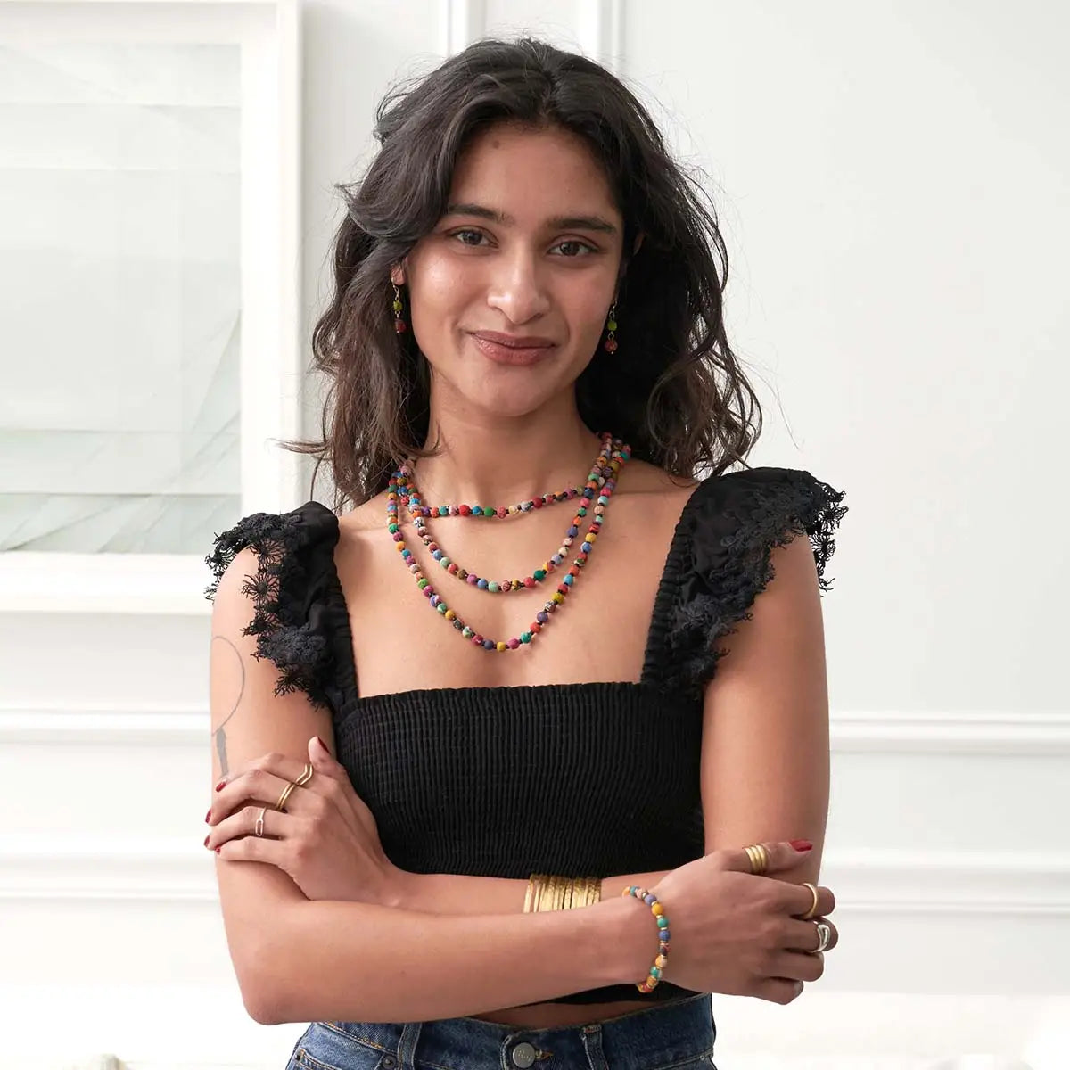 Kantha Bead Long Necklace