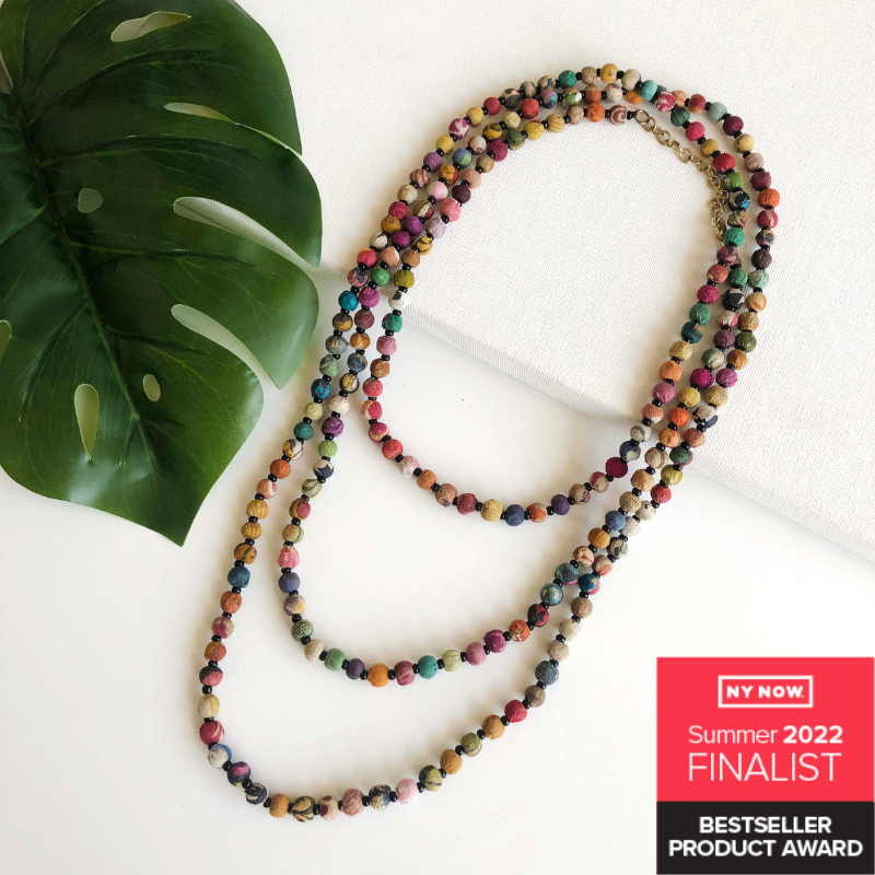 Kantha Bead Long Necklace