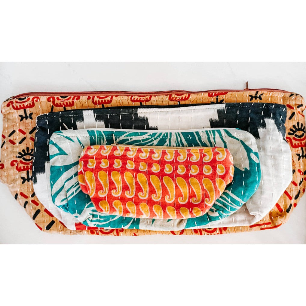 Kantha Cosmetic Bag - Assorted Sizes, Patterns and Colors